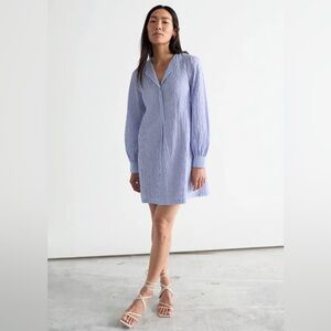 Blue and white striped cotton dress - Size 42 (EU) L